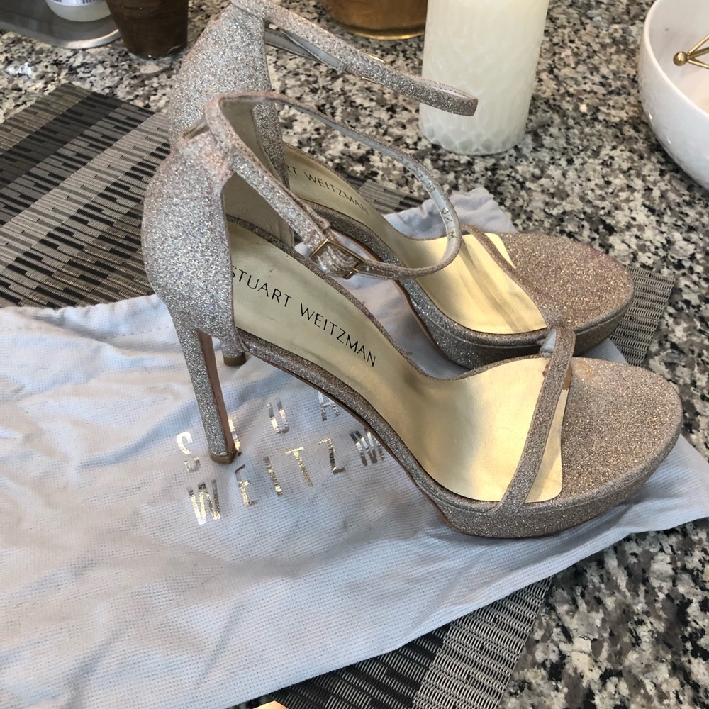 Stuart Weiztman Glitter Platform Stilettos Color: Gold + Silver Size: 9